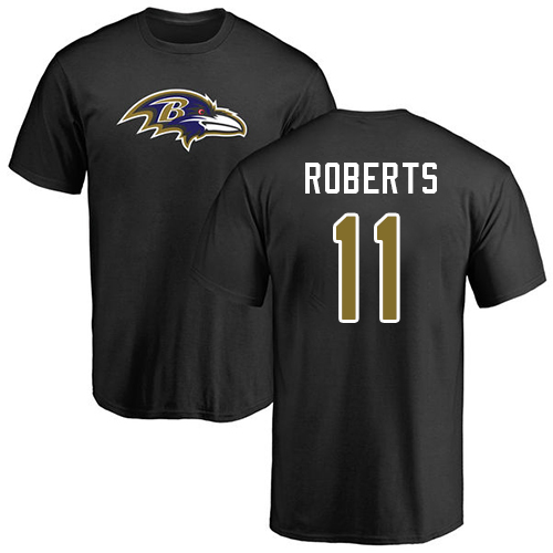 Men Baltimore Ravens Black Seth Roberts Name and Number Logo NFL Football #11 T Shirt->nfl t-shirts->Sports Accessory
